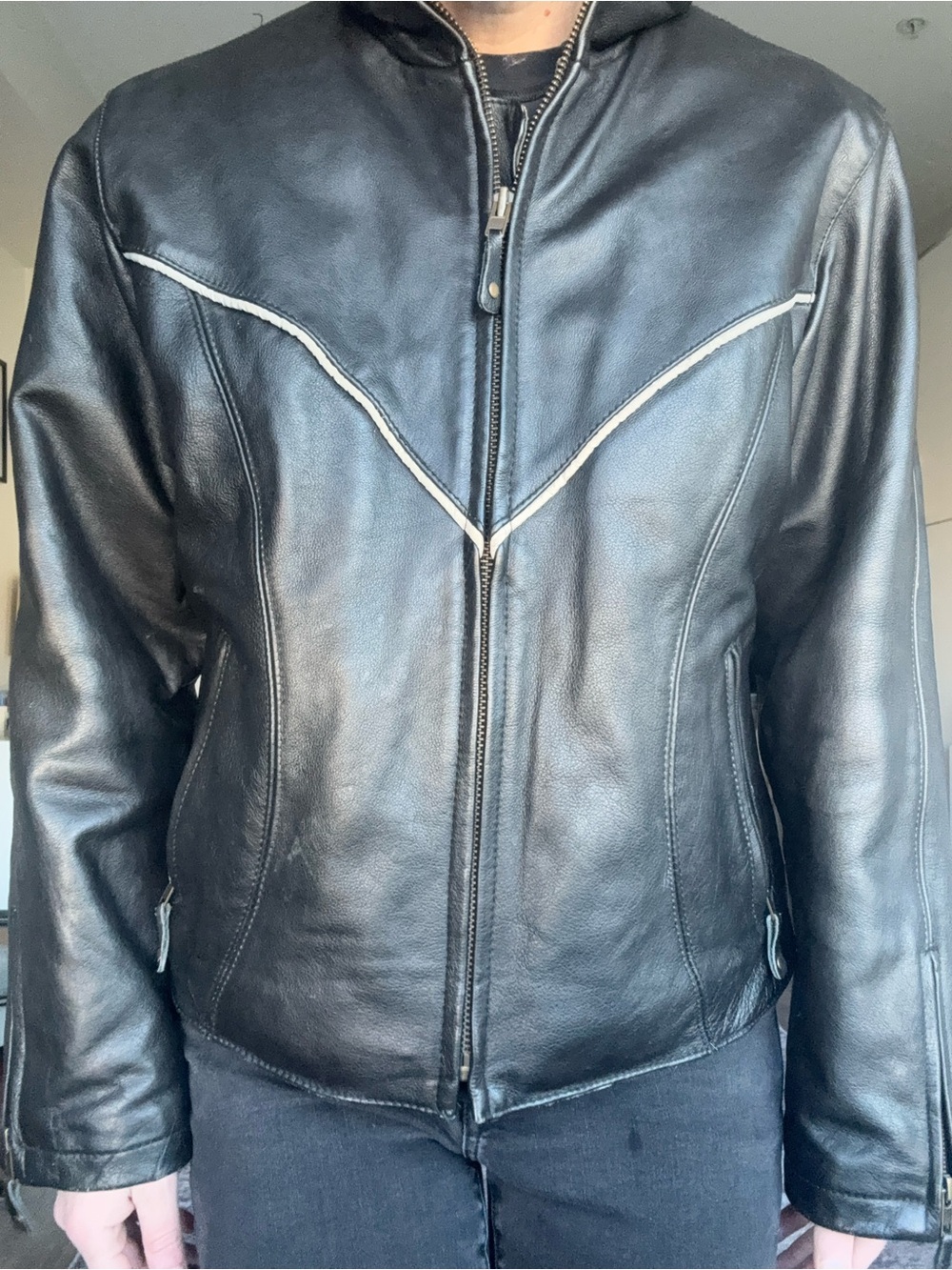 Vintage 90s Cycle Leather Women’s Black Leather Biker Jacket Corset Back 3XL